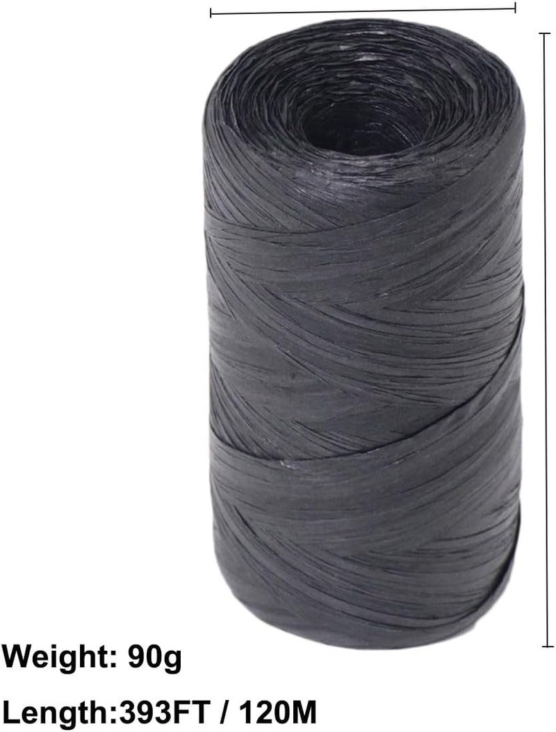 ALLWSLucky 393 Feet Raffia Paper Ribbon, Colored Packing Paper String Craft Raffia Ribbon for Gift Wrapping and DIY Decoration (Black) - Image 2